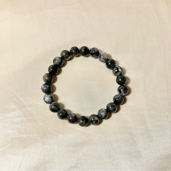 None Jewelry - New: 8mm Handmade Larvikite Natural Crystal Bead Bracelet